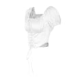 thumbnail image 4 of Kmbangi Women?s Puff Sleeve Solid Color Lace-Up Exposed Navel T-shirt, 4 of 5