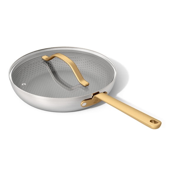 Beautiful 10" Hybrid Tri-Ply Stainless Ceramic Nonstick Fry Pan with Lid by Drew Barrymore