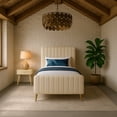 thumbnail image 2 of Meridian Furniture Zara Contemporary Cream Velvet Twin Bed, 2 of 15