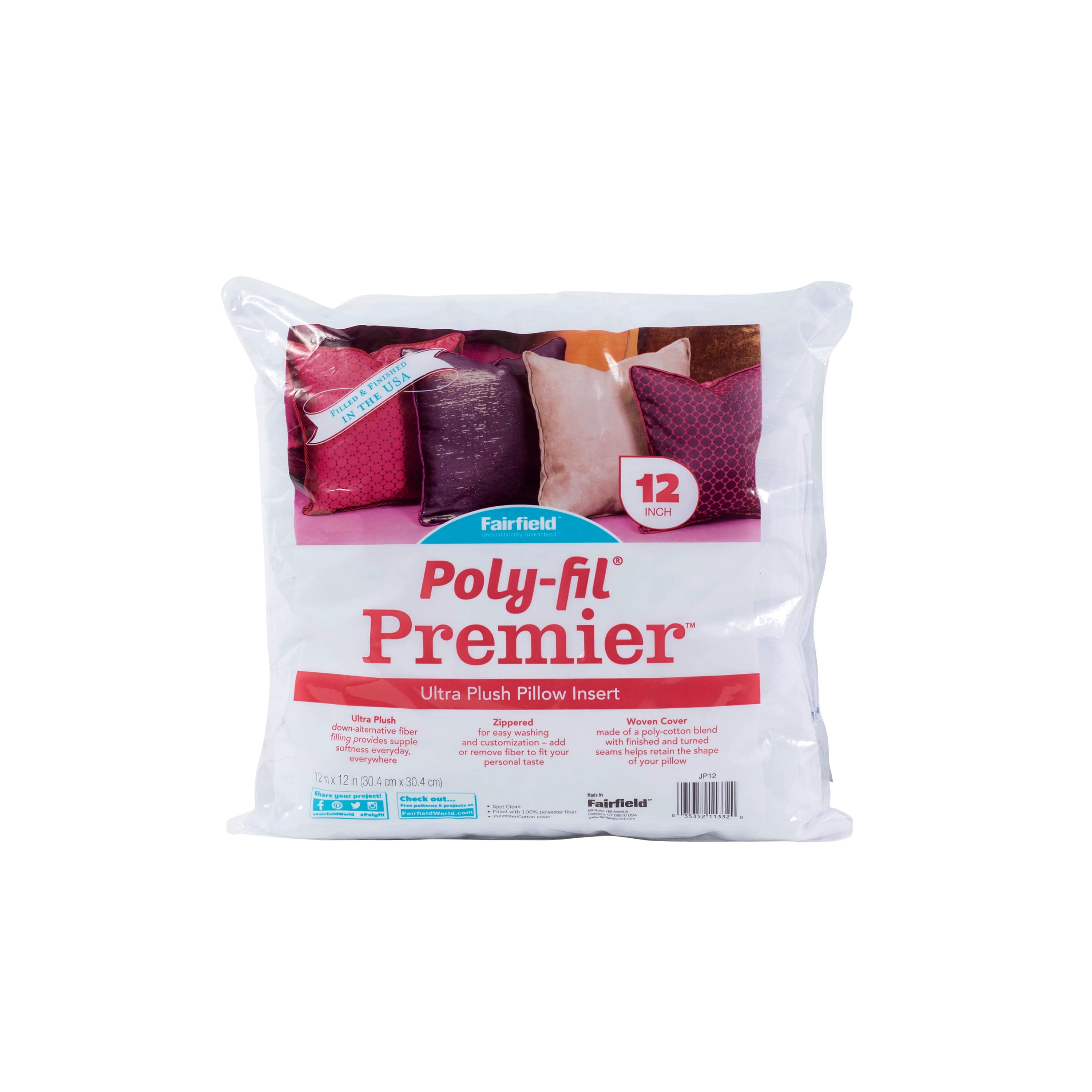 Fairfield Poly-Fil Premier Mini Accent Pillow Insert 10 x 10 White