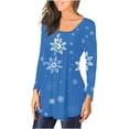 thumbnail image 1 of Camiseta informal para mujer, blusa estampada de manga larga con cuello redondo y fruncido Pompotops  FGAJ9571, 1 of 6