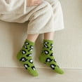 thumbnail image 3 of ITSAME Womens Fuzzy Socks, Thickened Warm Leopard Mid-Length Comfy Home Socks Green Free Size, 3 of 4