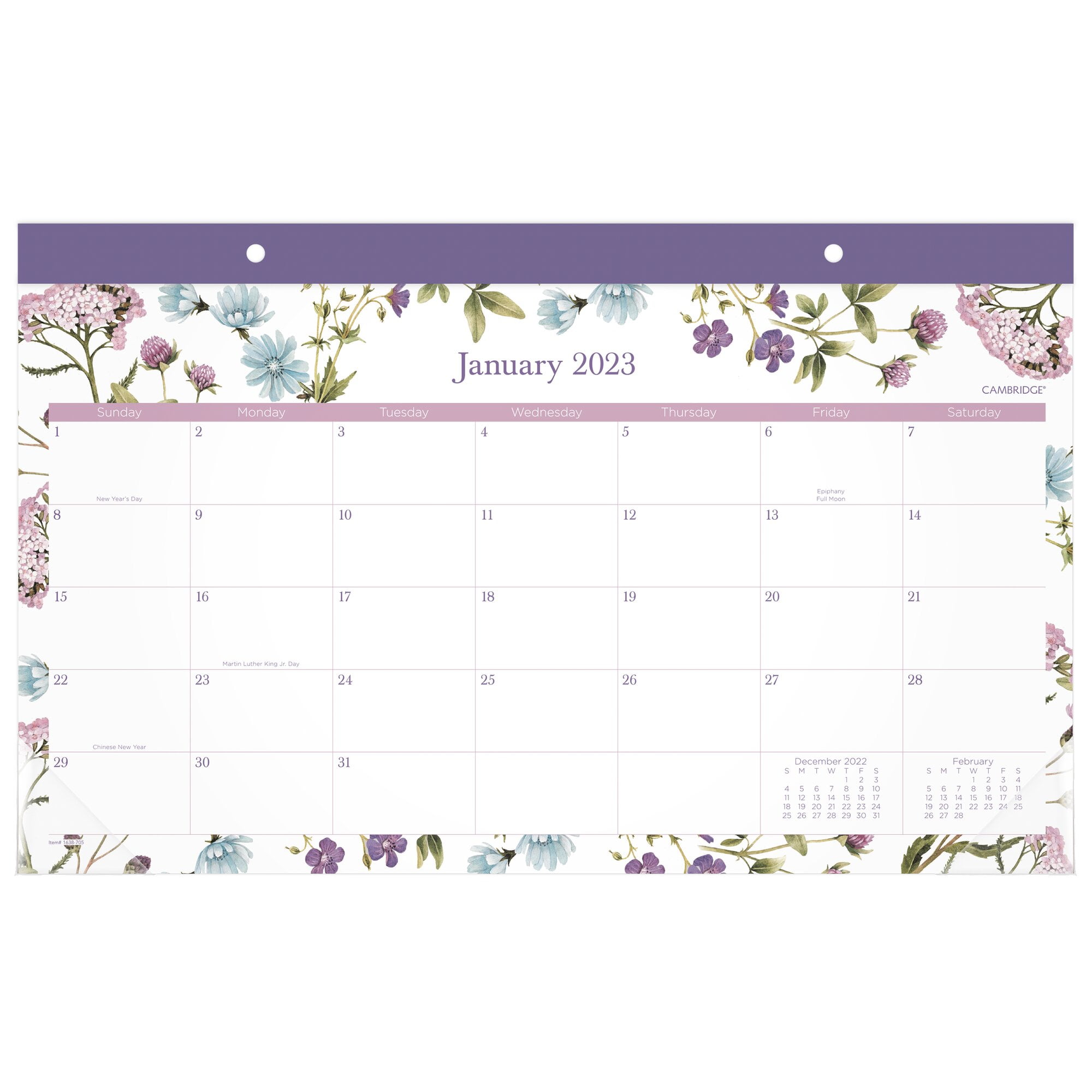 Cambridge Summer Garden 2023 Monthly Desk Pad Calendar Compact 17 34 x