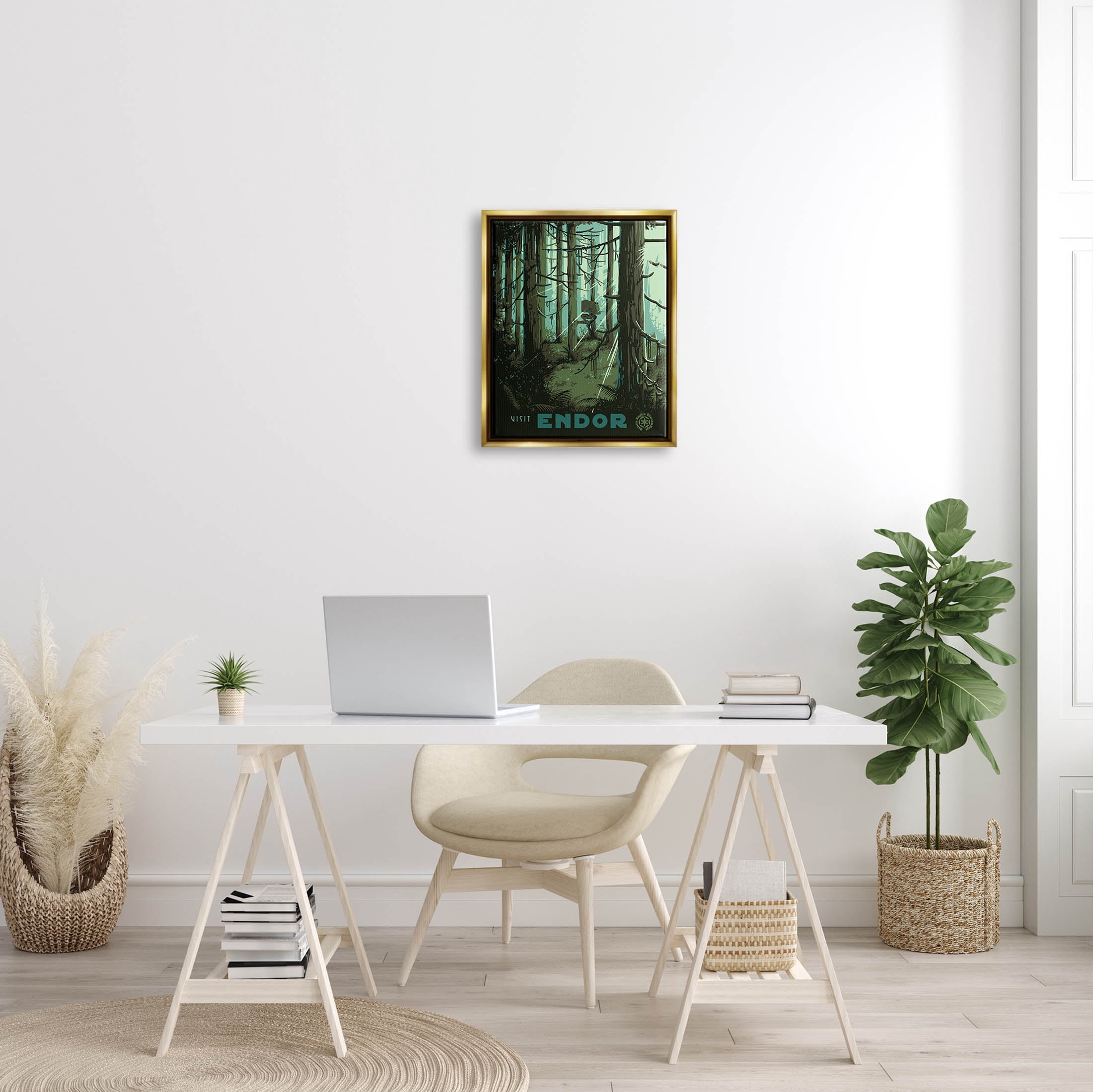 Stupell Industries Science Fiction Fantasy World Endor Graphic Art Metallic Gold Floating Framed Canvas Print Wall Art, Design by Matheus Lopes Castro