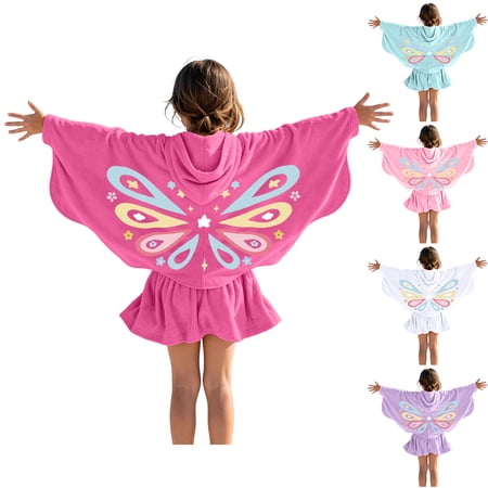 NAISIBABY Girls Swim Parkas Long Sleeve Sun Protective Rash Guard Zip-Up Hoodie Towel Dress Purple Size 6