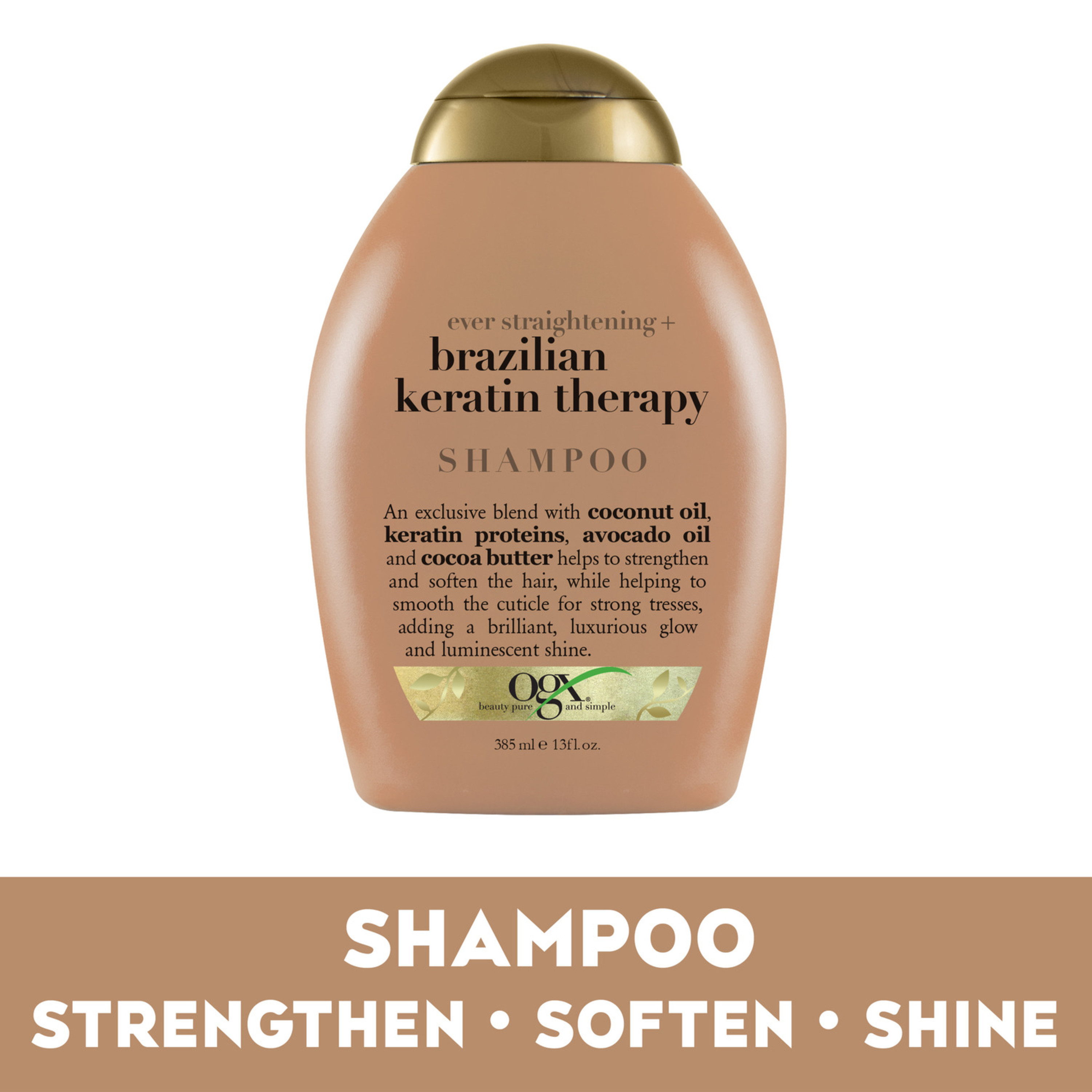 Ogx Ever Straightening Brazilian Keratin Therapy Smoothing Shampoo With Coconut Oil Cocoa Butter Avocado Oil For Lustrous Shiny Hair Paraben Free Sulfate Free Surfactants 13 Fl Oz Walmart Com Walmart Com