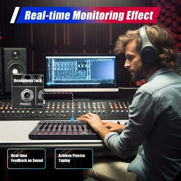8 Channel Audio Digital Mixer Sound Mixing Console w/ Bluetooth USB,PC Record