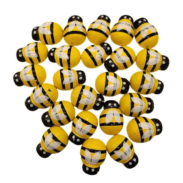 48Pcs Creative Bee Crafts Decorative Bee Artware Painted Wooden Crafts (Yellow)