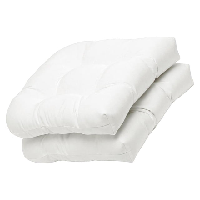 tredstone 2x Solid Color Tufted Pad Wicker Seat Cushions Round Back 48cm White