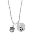 thumbnail image 1 of Delight Jewelry Silvertone Celtic Knot Band Spinner Silvertone Script Initial Disc - S - Charm Necklace, 20"+3", 1 of 4