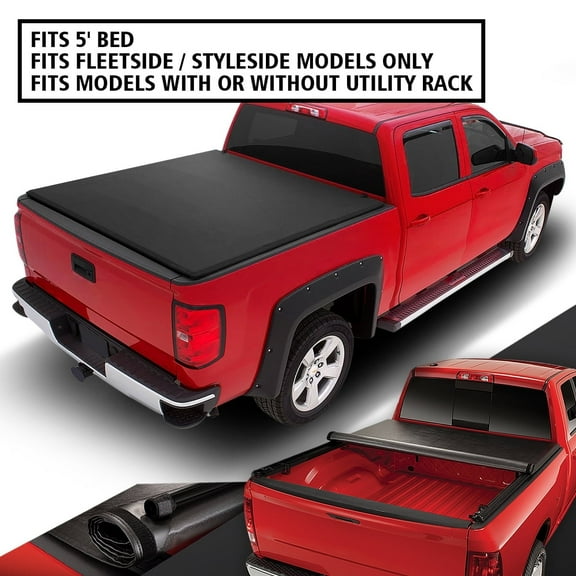DNA Motoring For 05-23 Nissan Frontier 5 FT Bed Fleetside Soft Vinyl Roll-up Tonneau Cover