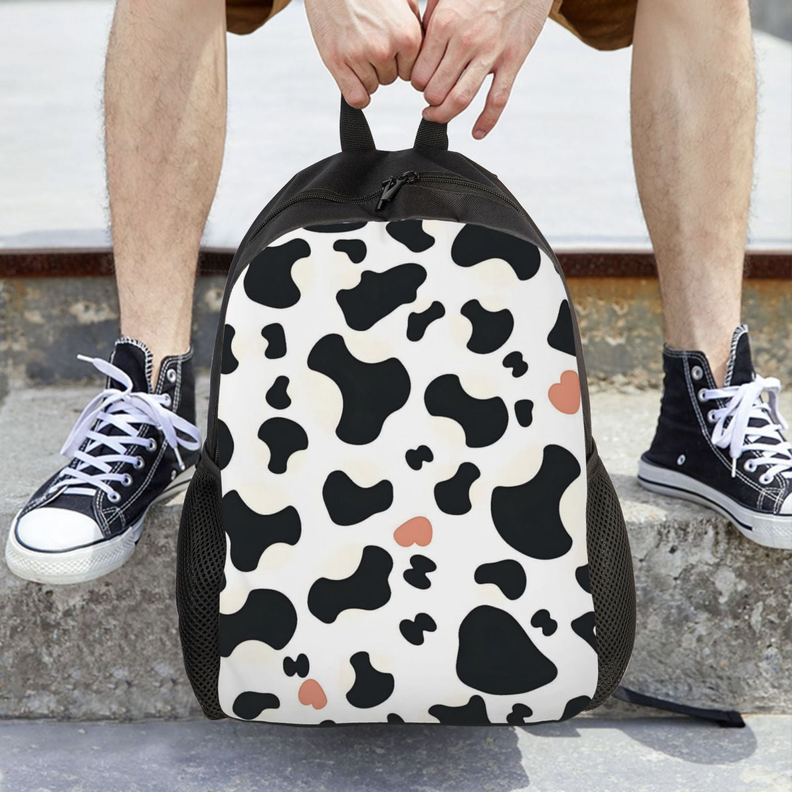 Single Side Full Backpack 16.1×11.8×4.5in Large Capacity Breathable Shoulder Belt Leisure Simple And Strong Bearing Capacity Simple Cow Print Pattern1_3