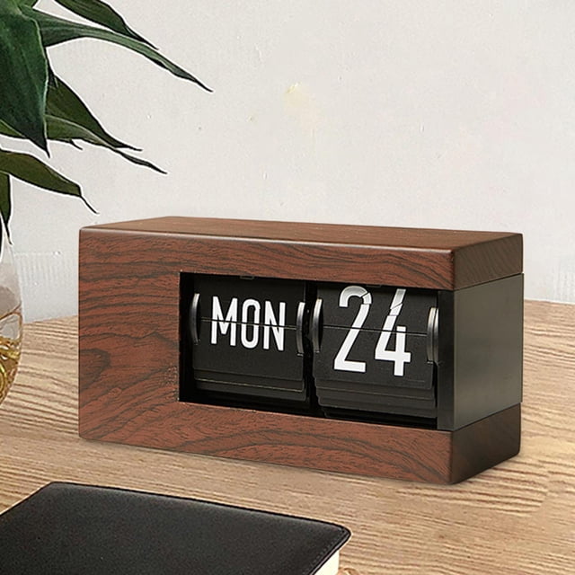 Calendario de Escritorio, Decoración de Mesa, Calendario de Escritorio Creativo Automático, Calendario de Escritorio Plegable Como Regalo de Bodas Marrón