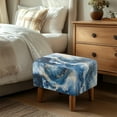 thumbnail image 3 of Xoenoiee Blue Marble Print Waterproof Stretch Ottoman Cover Rectangle Folding Storage Stool Furniture Protector Soft Slipcover for Living Room with Elastic Bottom, L, 3 of 7