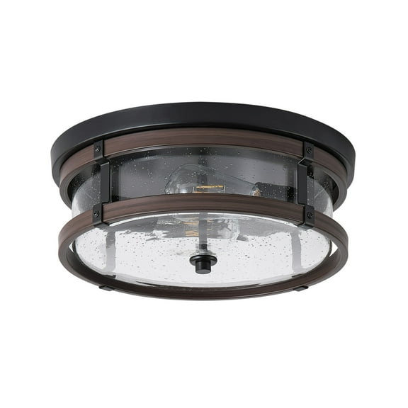 2-Light Oil-rubbed Bronze Industrial Semi Flush Mount Ceiling Light, Modern Farmhouse Close to Ceiling Light Fixture for Kitchen Hallway Bedroom Corridors