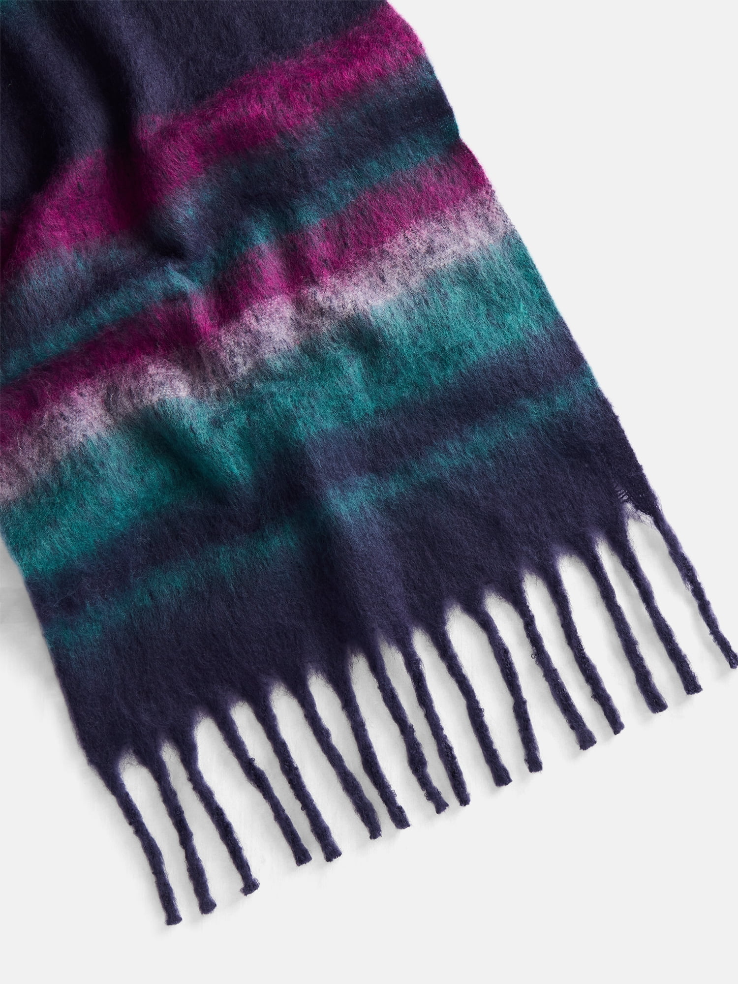 Scenario Women's Variegated Striped Scarf with Fringe Trim