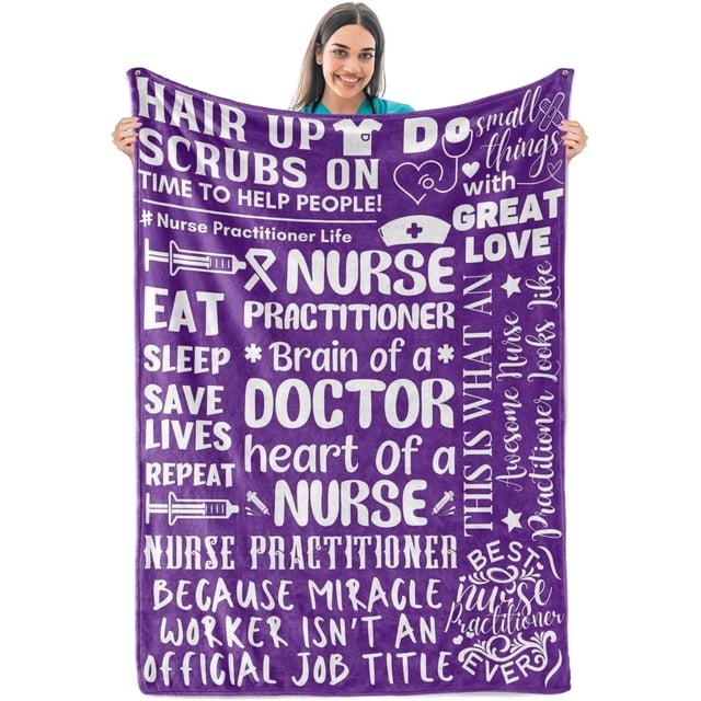LHSHID Nurse Week Gifts for Women Purple Throw for Nurses Thank You Appreciation Blanket for The Best Nurse Practitioner Ever 30x40in
