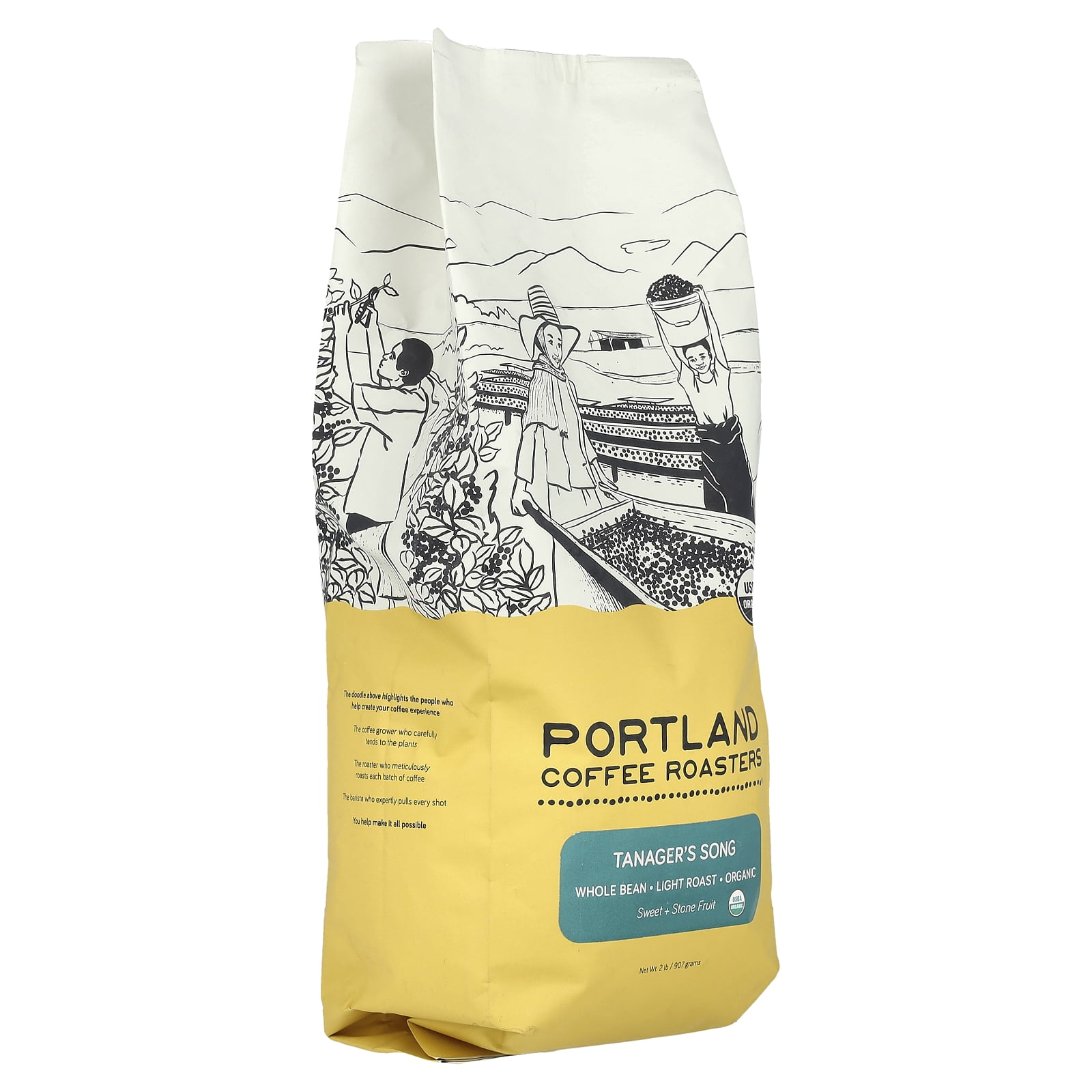Portland Coffee Roasters Organic Coffee, Whole Bean, Light Roast, Tanager's Song, 2 lbs (907 g)