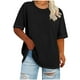 thumbnail image 3 of Tejiojio Women's Plus Size Round Neck Short Sleeve Solid Color T-Shirt for Spring Summer XL-5XL, 3 of 5
