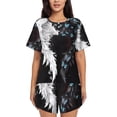 thumbnail image 1 of Fotbe Butterfly Angel Wings Art Conjunto de Pijama Estampado para Mujer, 2 Piezas, Ropa de Dormir con Camiseta de Manga Corta y Shorts Suaves-Medium, 1 of 6