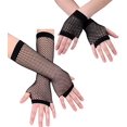 thumbnail image 2 of 1 Pairs Long+1 Pairs Short Fishnet Gloves - Black, 2 of 4