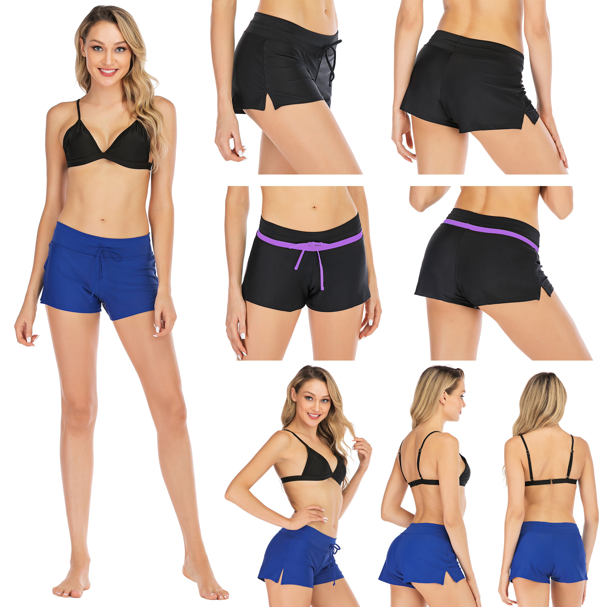 Sports Swimwear Short Pants Beach Surf Shorts Underwear Boxer Briefs Endurance Swimsuit for Women Black/Blue - Walmart.com