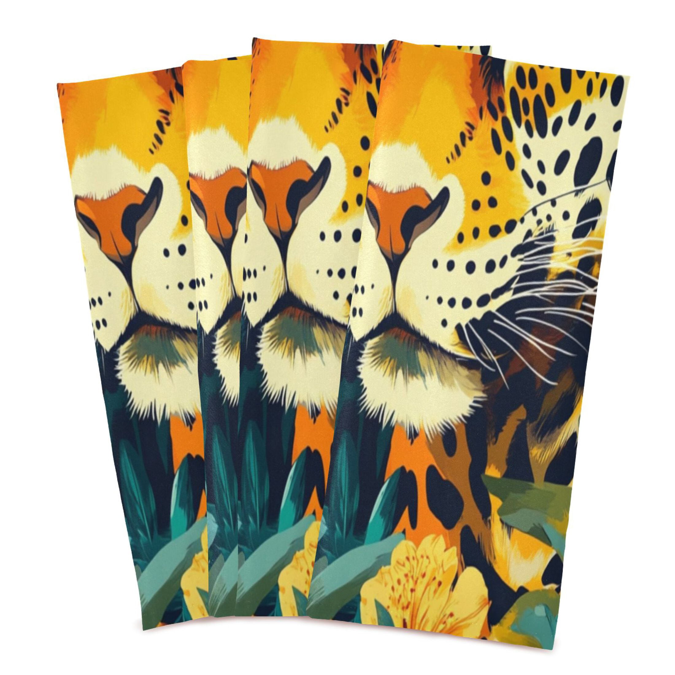 Kitchen Towel 28x18 Inches x6，Plate Towel, Decorative Towel, Napkin, Tea Towel Tea Towels For Kitchen Dish Cloths & Dish Towels Jungle Cartoon Cougar