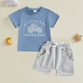 thumbnail image 2 of Baby Boy Outfit A Little Dirt Never Hurt Tractor Print Short Sleeve Top And Elastic Solid Shorts 2-Piece Set, 2 of 4