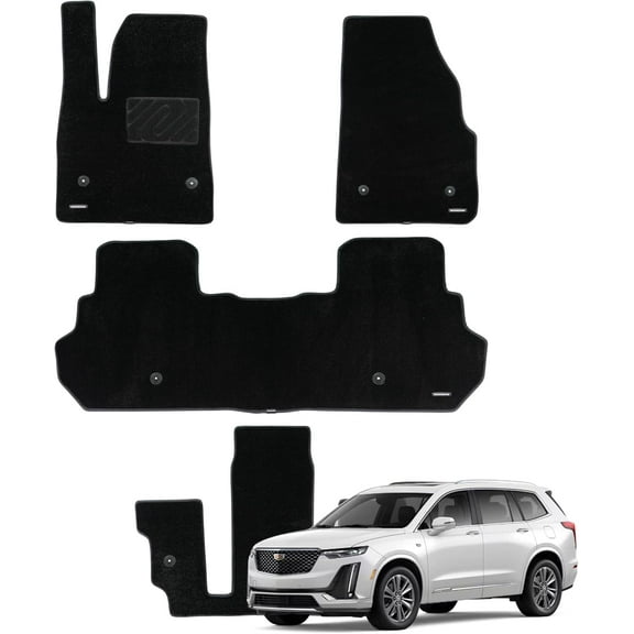 WENNEBIRD Superior Carpet Floor Mats for 2020-2024 Cadillac XT6 6 Seater, XT6 Sport 6 Seater, 0.5 inch Thickness Rugs - 4pc