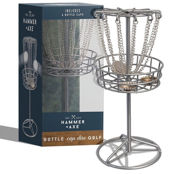 Hammer & Axe Game Bottle Cap Micro Disc Golf, Silver