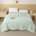 thumbnail image 4 of AuroraX Lightweight Washable Summer Quilt Full Size Cool Summer Quilt Cotton Breathable Machine Washable Soft Thin Summer Quilt for Bedroom Green, 4 of 6