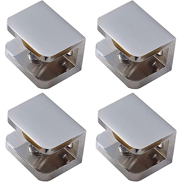Paquete de 4 abrazaderas para vidrio, soporte para vidrio sin perforar (para vidrio plateado de 10 mm a 12 mm)
