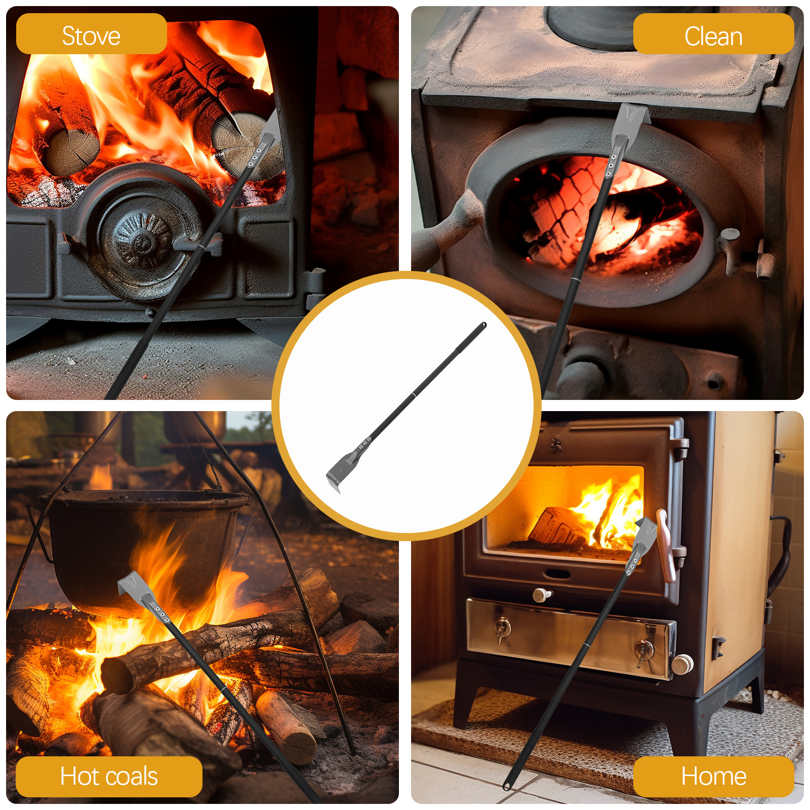 Clean Grill Griddle Pan Cleaning Tools Ash Rake Hoe Household Aluminum Handle Fireplace Oven