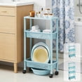 thumbnail image 1 of YYV Multi-Layer Mobile Plastic Storage Rack 4-Tier Rolling Organizer with Heavy-Duty Wheels Large Capacity Adjustable Shelving Cart for Living Room Bedroom Bathroom Kitchen Utility Cart, 1 of 9