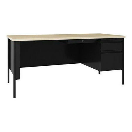 UPC: 0035255669061 | Lorell Desk  Right-Pedestal  Steel  66 x30 x29-1/2    Maple/Black (LLR66906)