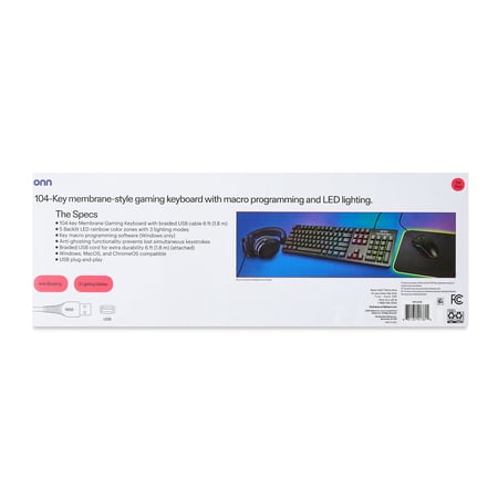 ONN WIRED LED GAMING KEYBOARD, BACKLIT, GRAY