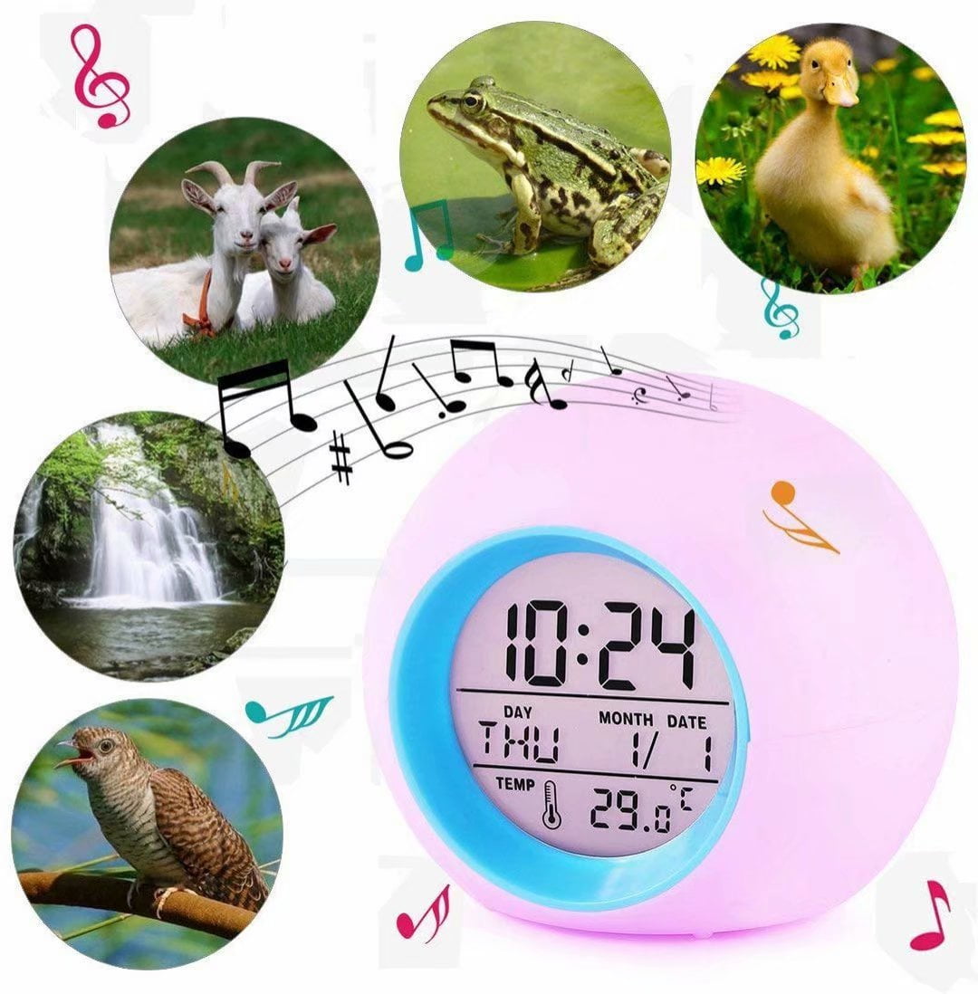 Kids Alarm Clock Night Light Bedrooms Wake Up Digital Clock Creative