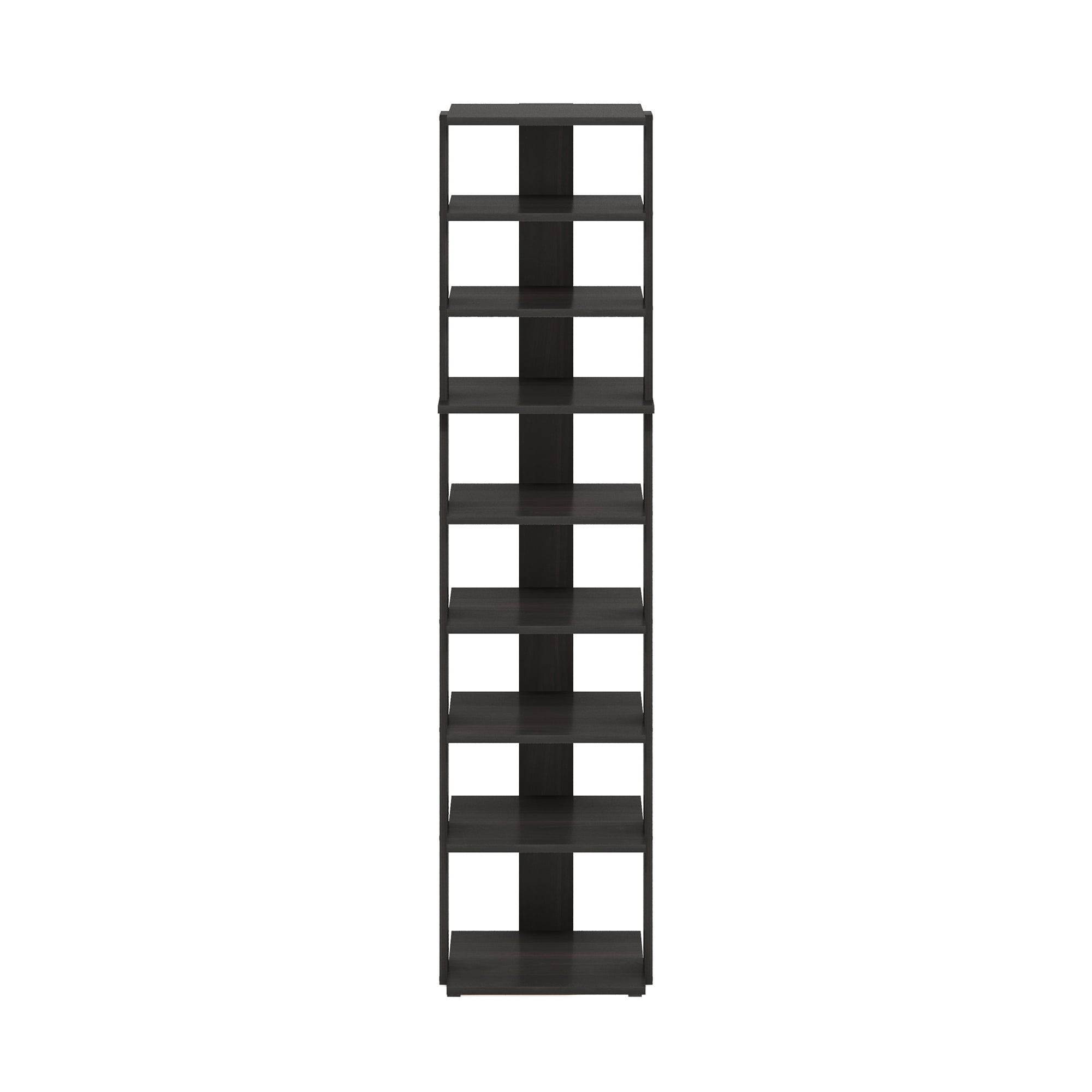 Furinno Compact 9-Tier Vertical Space Saving Free Standing Shoe Tower, Shoe Rack for Closet Entryway, Espresso