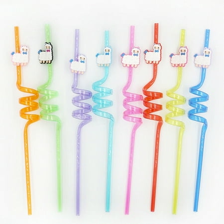 24 Pcs Reusable Unicorn Alpaca Mermaid Straws Daughters Girls Party Favor Kids