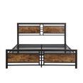 thumbnail image 3 of BTMWAY Full Size Metal Platform Bed Frame with Wooden Headboard and Footboard, No Box Spring Needed, 1100lbs Capacity, Rustic Brown, 3 of 10