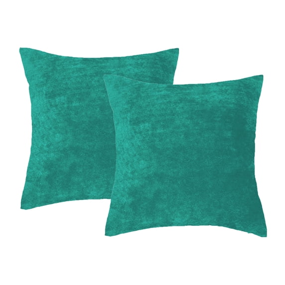 Parkdale 18" x 18" Corduroy Velvet Solid Decorative Throw Pillows Soft and Cozy Cushions - Aqua