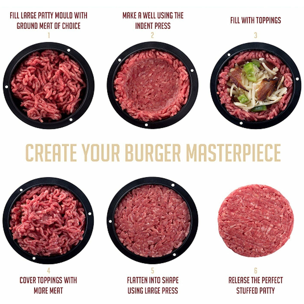 Burger Press Patty Maker Hamburger Mold Kit Easily Making Delicious Stuffed Burgers, Regular Beef Burger Patties