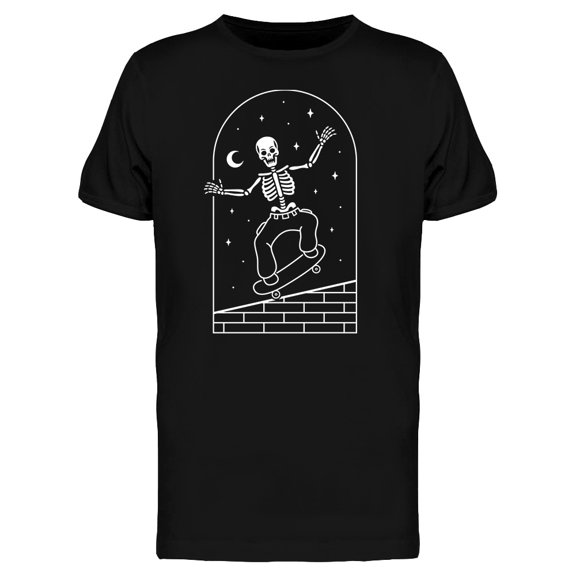 Night Skeleton Skateboarder T-Shirt Men -Image by Shutterstock, Male 3X-Large