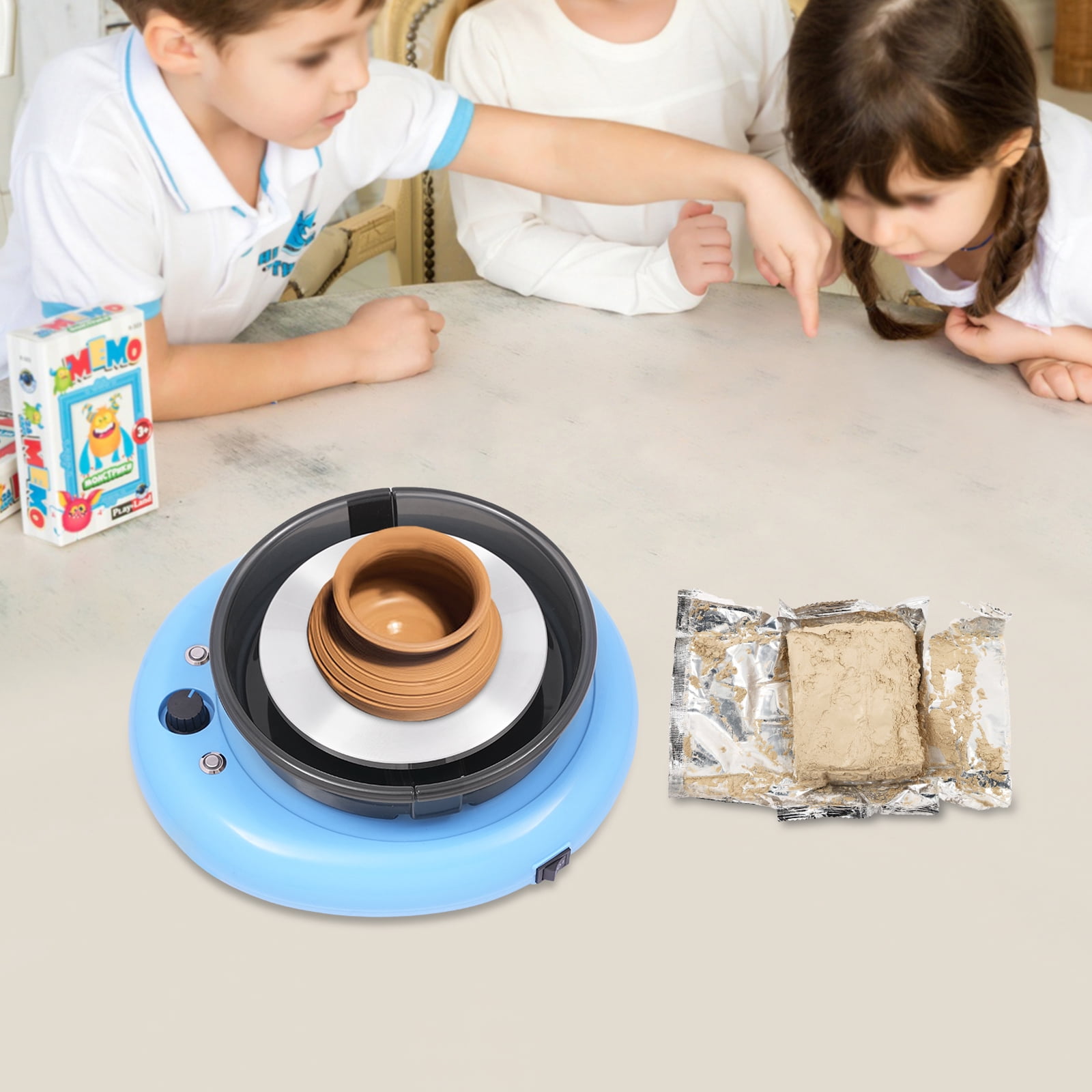 Mini Pottery Wheel Kit  5.91in Ceramic Wheel Machine Adjustable Speed & Forward/Reverse Rotation Art Crafts Wheel Creation DIY for Kids beginners, skilled workers, and amateurs