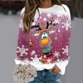 thumbnail image 2 of SRZYMJ Christmas Sweaters Ladies Casual Cool Santa Printed Round Neck Long Sleeved Lightweight Hoodie Top, 2 of 4