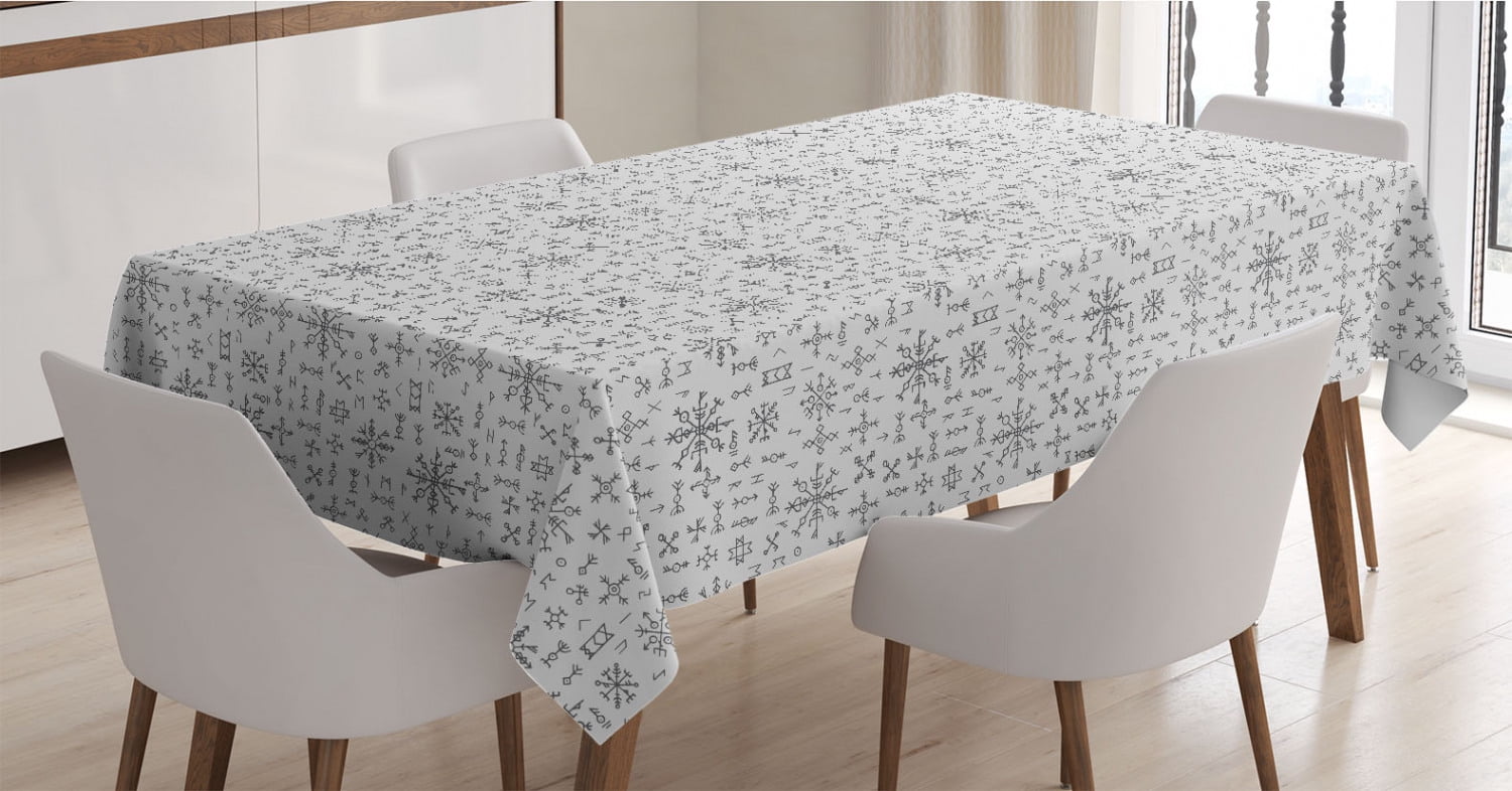 Nordic Tablecloth, Viking Runes and Talismans Scandinavian Symbols with the Futhark Alphabet
