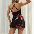 thumbnail image 4 of B91xZ Pyjama Sexy pour Femmes en Satin Patchwork Manches Courtes, m Noir, 4 of 5