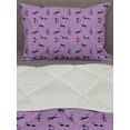 thumbnail image 3 of Purple Comforter & Sham Bedding Set, Unlucky Black Cat with Heart Filled Backdrop Valentines Day Animal Fun, 3 pcs Duvet Set Microfiber Filling Quilt, 5 Sizes, Lavender Pink Black, by Ambesonne, 3 of 4