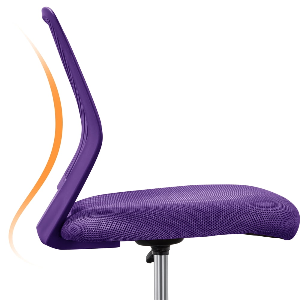 Alden Design Adjustable Armless Mid Back Office Chair, Set of 2, Purple