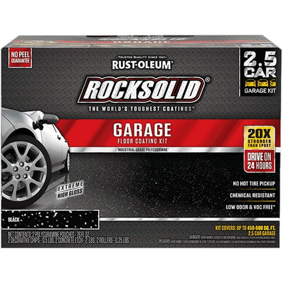 Black, RockSolid Polycuramine Garage Floor Coating Kit, 152 oz